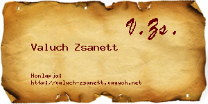 Valuch Zsanett névjegykártya